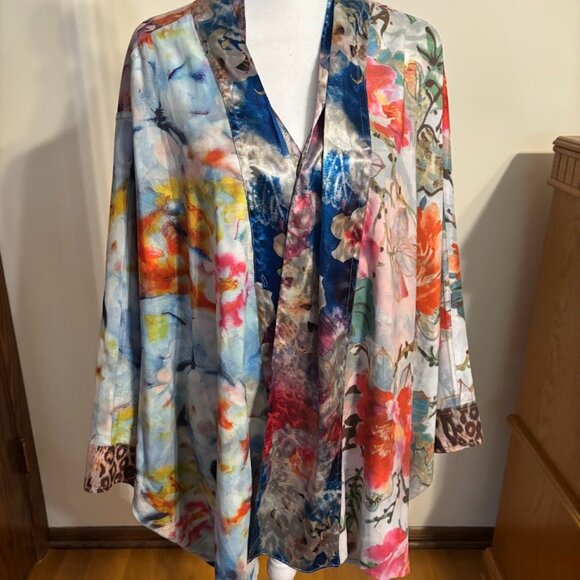 NWT JOHN MARK Multicolor REVERSIBLE Kimono - Size 3x (Polyester/Spandex) - Picture 11 of 12